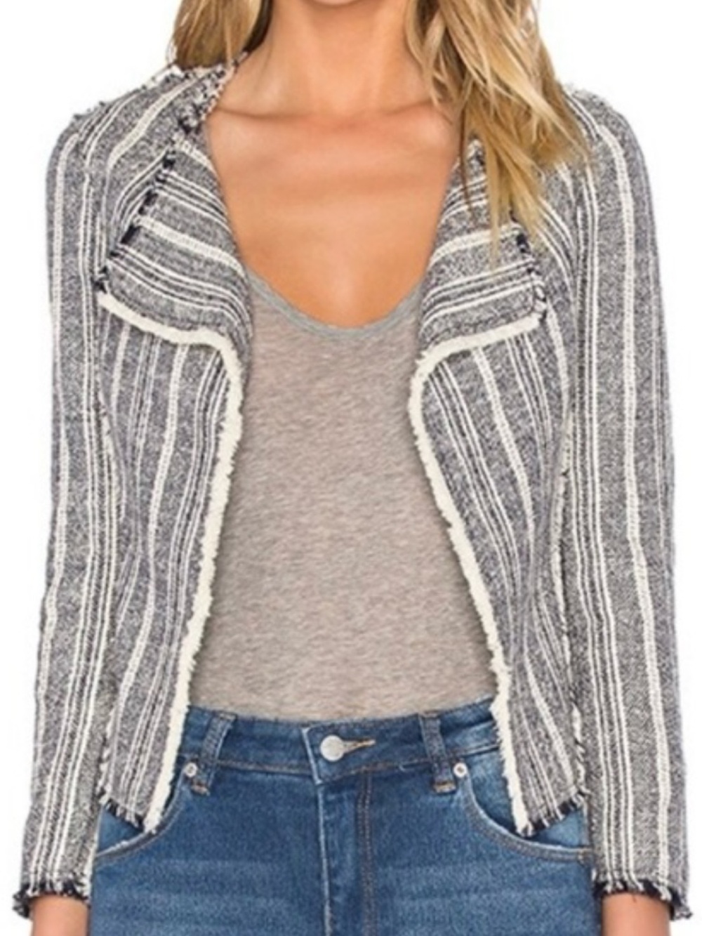 Derek Lam 10 Crosby Open Front Striped Blazer Size 10